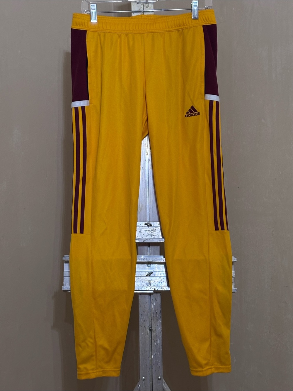 adidas Yellow Maroon Athletic Training Track Pants Sz M